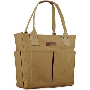 Women's Brown Tote Bags Large Utility Bags with Pockets Zip for Teacher Work
